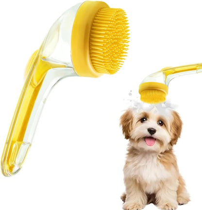 Dog Bath Brush, 2 in 1 Pet Grooming Bath Massage Brush with Soap and Shampoo Dispenser Soft Silicone Bristle Dog Scrubber for Long Short Haired Dogs Cats Shower