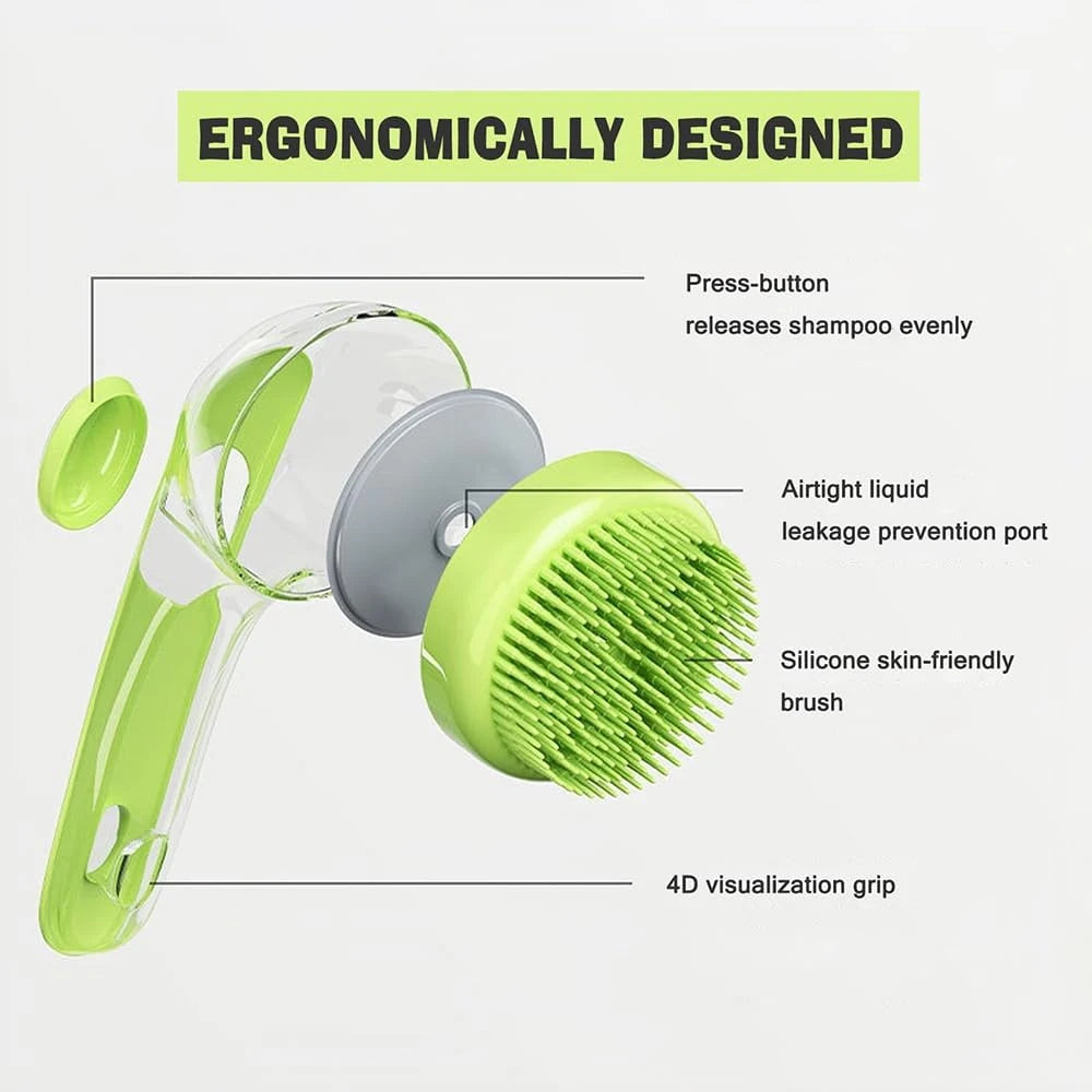 1PCS 2-In-1 Dog Cat Bath Brush with Shampoo Dispenser, Pet Grooming Scrubber Supplies for Long & Short Hair Dogs Cats