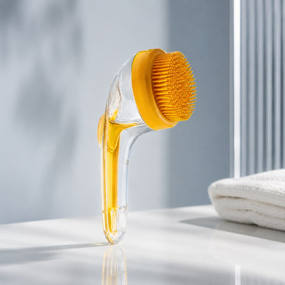 Dog Bath Brush, 2 in 1 Pet Grooming Bath Massage Brush with Soap and Shampoo Dispenser Soft Silicone Bristle Dog Scrubber for Long Short Haired Dogs Cats Shower